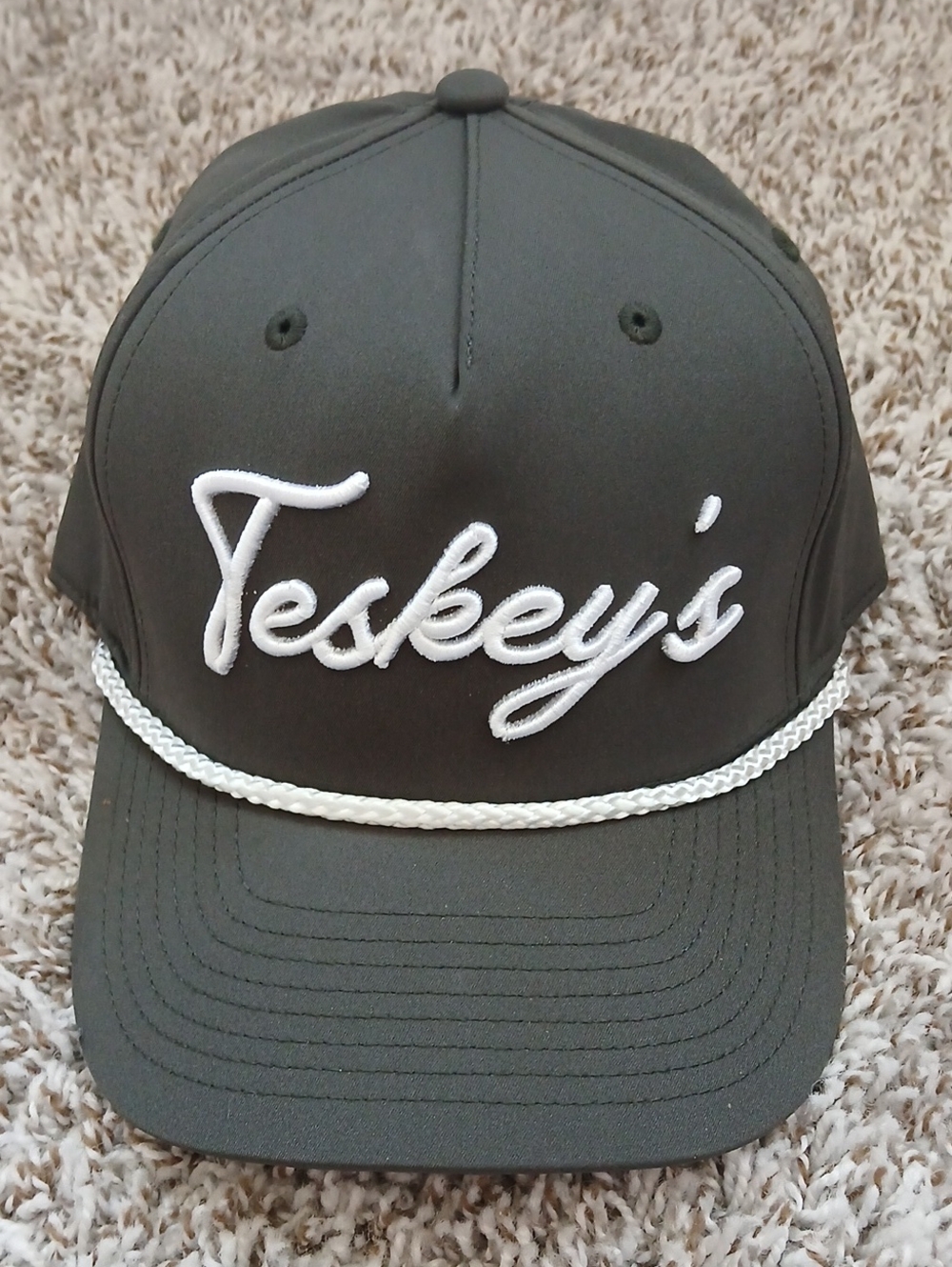 Teskey's Script 3D Cap Men’s Dark Green Rope-Trim Baseball Cap Texas